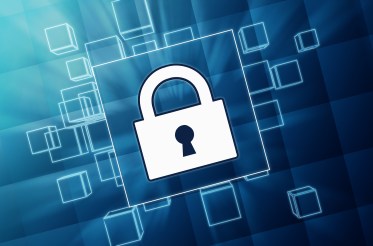 Padlock Sign In Blue Glass Blocks